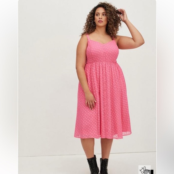 Torrid Midi Chiffon Button-Front Dress - Picture 1 of 9